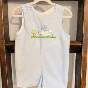 Little English Easter Bunny Blue Cotton Romper 2T John John